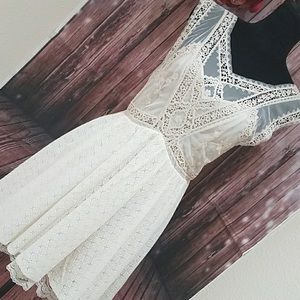 Free People Cream Lace Dress with open back
